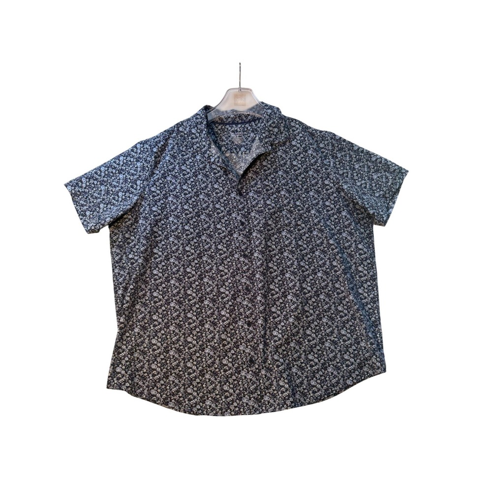 Apt 9 Premier Flex Performance Mens 2XB Blue Floral Short Sleeve Button Down